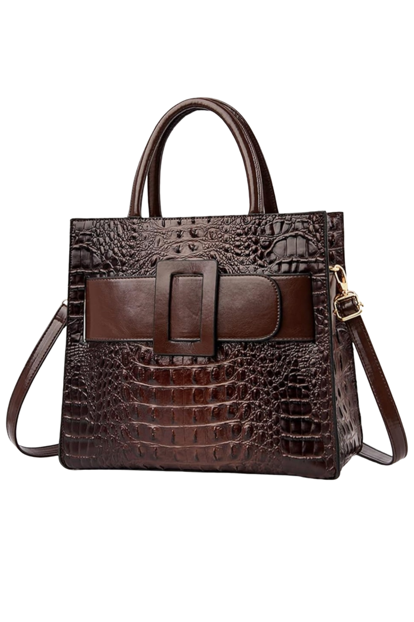 WOMEN'S CROCODILE PATTERN HANDBAG (BROWN)