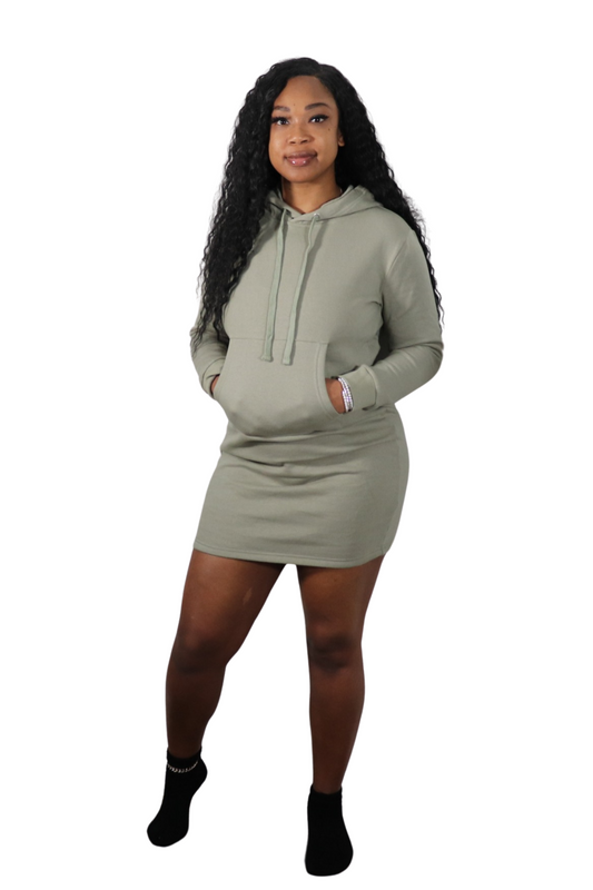 JUST JESS SWEATER DRESS (SAGE GREEN)