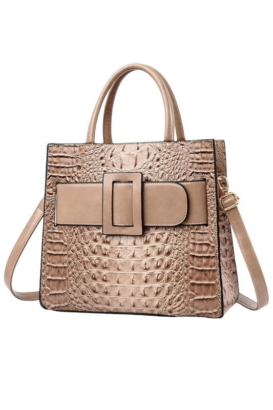 WOMEN'S CROCODILE PATTERN HANDBAG (TAN)